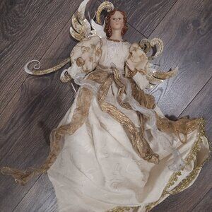 Porcelain angel tree topper / Large / vintage / Christmas